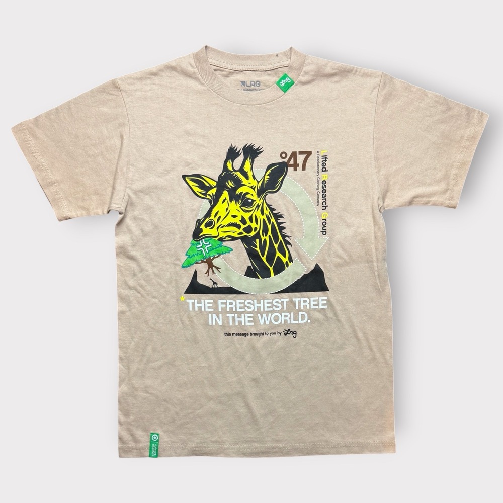 LRG Lifted Research Group Giraffe Graphic T-Shirt Tan Medium NWT